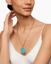 DY Elements® Disc Pendant in 18K Yellow Gold with Turquoise, 32mm